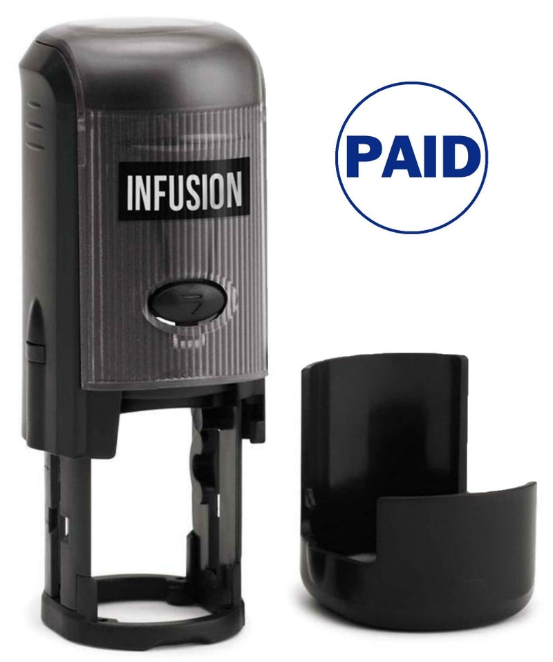 Infusion Paid Round Self-Inking Stock Rubber Stamp (3/4'' Diameter) - Blue Ink - Image 1